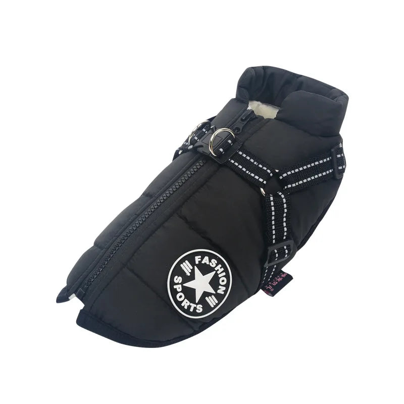 Winter Warm Large Pet Dog Jacket with Harness Waterproof Big Dog Coat for Labrador Chihuahua French Bulldog Outdoor Dog Clothes