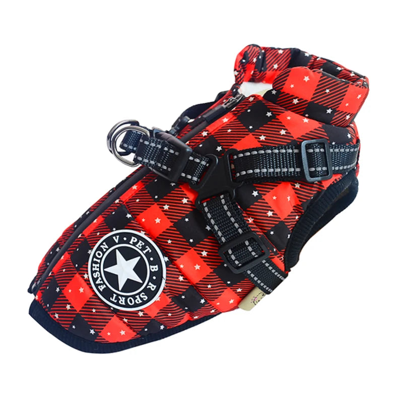 Winter Warm Large Pet Dog Jacket with Harness Waterproof Big Dog Coat for Labrador Chihuahua French Bulldog Outdoor Dog Clothes